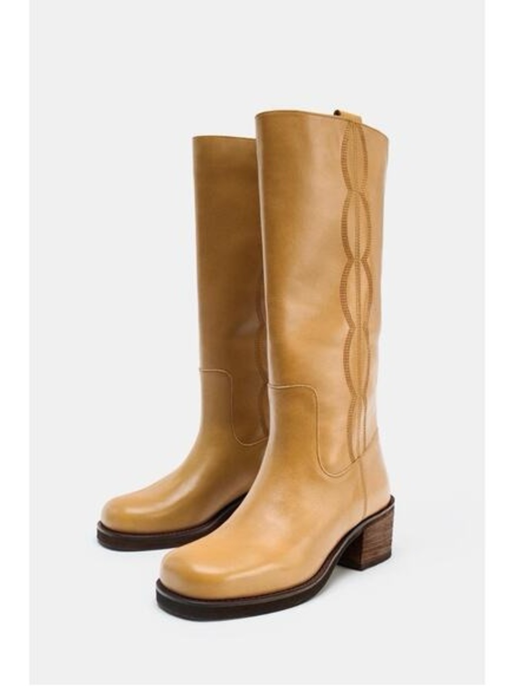 Zara Women's Tall Tan Leather Western Boots